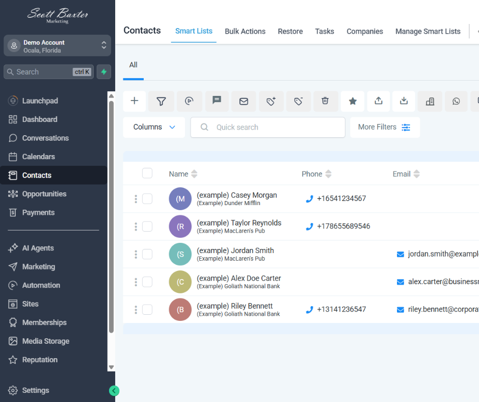 Scott Baxter Marketing CRM Demo